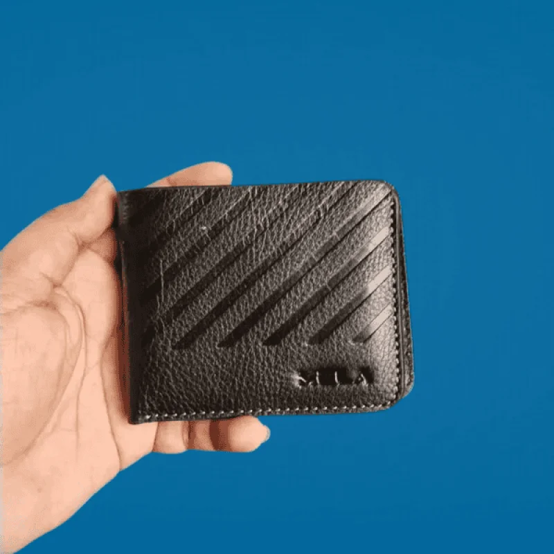 Premium Men's Pure Leather Wallet – Black Embossed Design